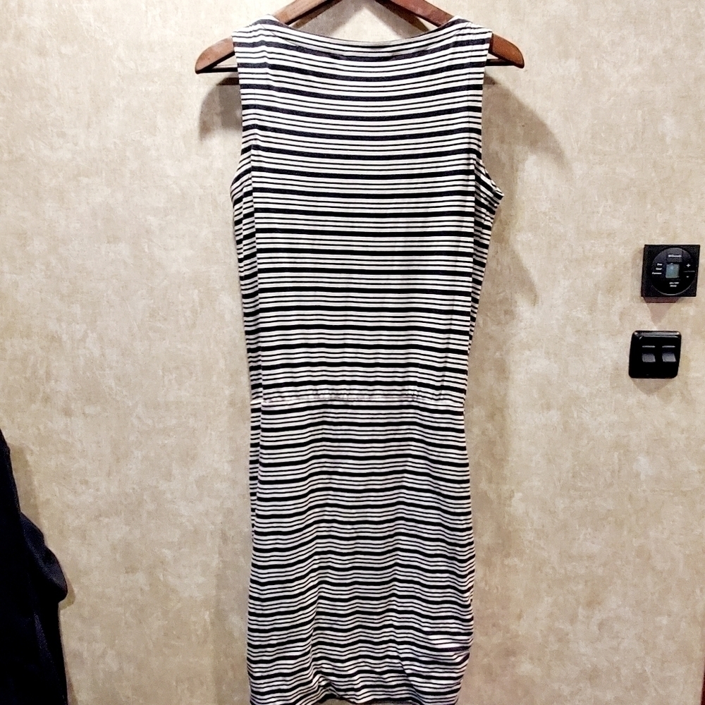 Athleta Striped Ruched Boatneck Midi Dress - Picture 8 of 8